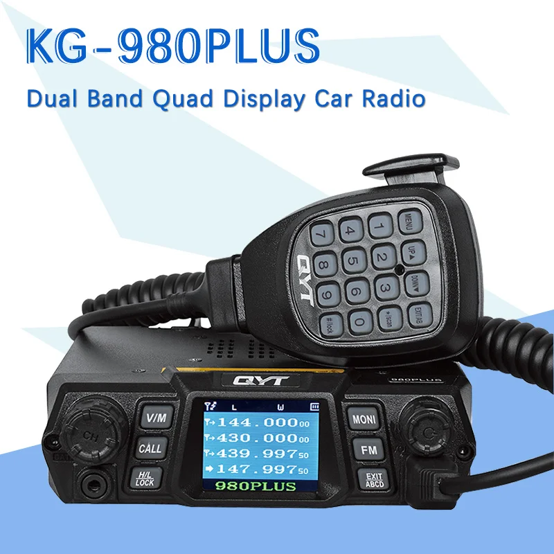 Brand New QYT KT 980Plus Dual Band Quad Display Walkie Talkie For Car Two Way Radio Station With Screen Free Shipping|walkie talkie|dual bandtalkie