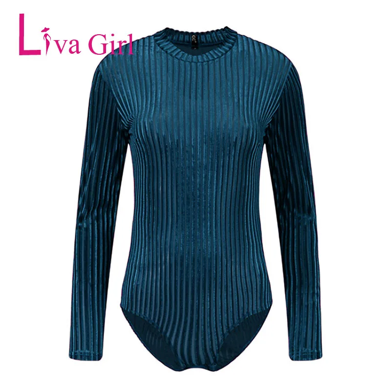 LIVA GIRL Женский бархатный облегающий костюм 2019 Весна длинный рукав воротник стойка