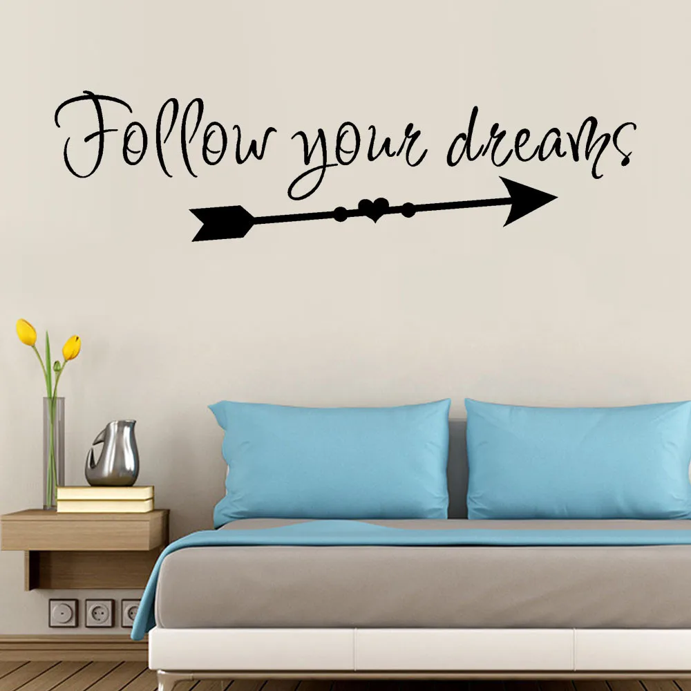 

Arrow Wall Decals Follow Your Dreams Inspirational Quote Wall Sticker Vinyl Lettering Kids Room Wall Decor Decals 189