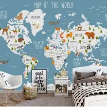 Пользовательские обои мультфильм карта мира ТВ фон стены гостиная спальня детская комната фон 3d обои фрески