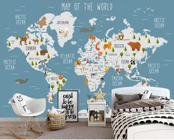 

Custom wallpaper cartoon world map tv background wall living room bedroom children room background 3d wallpaper murals