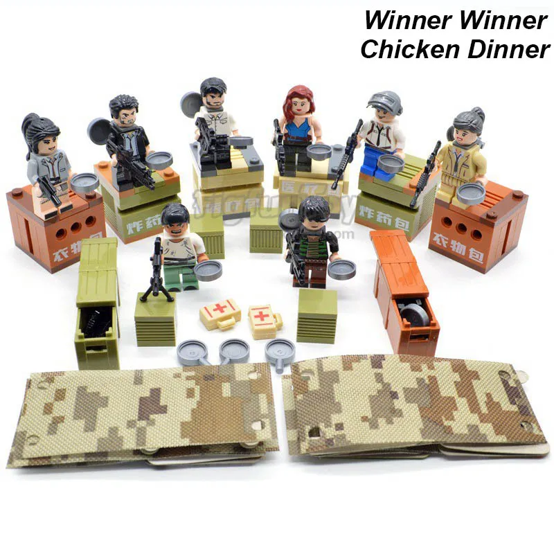 

Game Figures Saucepan Airdrop Weapons Box Parachute PUBG Met Kit First Aid Kit Building Blocks Bricks Toys for Children 36036