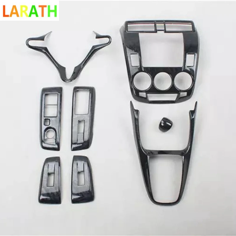 Для Honda City 2008 2012 Черное Красное дерево углеродное волокно интерьер рулевое колесо