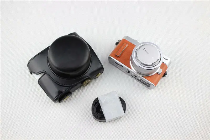 PU Камера кожаный чехол для Panasonic Lumix DC-GF10 GF9 GF8 GF7 GX900 GX950 GX850 GX800 камера сумка с плечевым ремнем - Цвет: Black