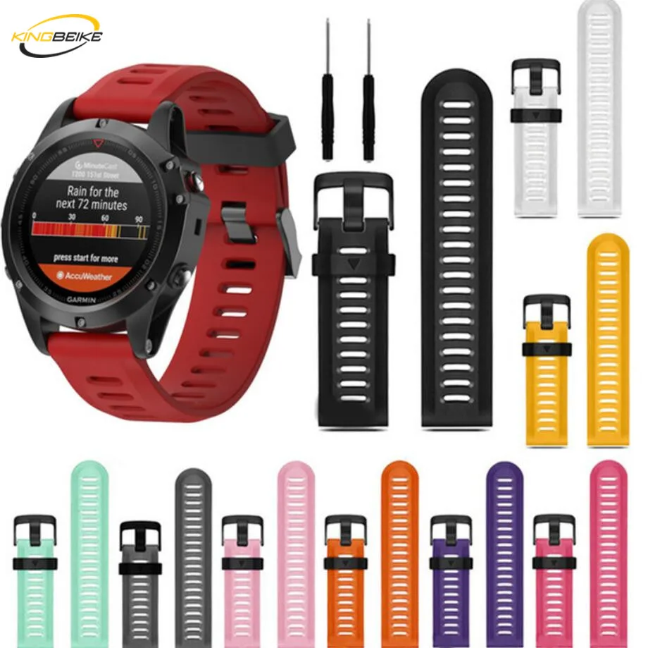 

KINGBEIKE 26mm Width Watch Band Garmin Fenix 3 Outdoor Sport Silicone Watchband For Garmin Fenix 3HR/Fenix 5X Strap With Tools