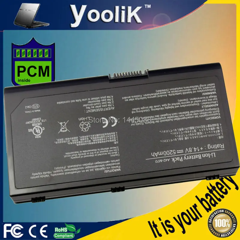 Bateria para Laptop com Células de 14.8v e 5200mah para Asus M70 M70sa M70vm M70v G71 G71v G71g G71vg G71gx N70sv N90sv X71 X72