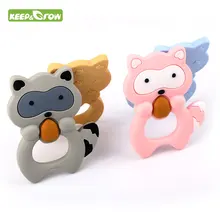 Comida grau guaxinim mordedor mordedor silicone animal bpa livre bebê presente infantil dentição cuidados orais enfermeira brinquedos produtos para bebê 4 cor