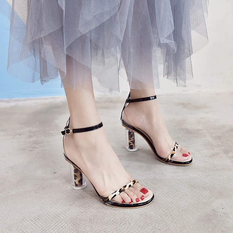 

Buckle Strap All-Match High Heel Sandal For Women Block Heels 2019 Sandals Ladies Shoes Summer Suit Female Beige Slippers