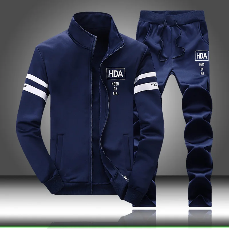 

Pattern Printing Men Sets Casual Coats Autumn Winter Sweatshirt +Drawstring Pants Male 2019 sportswear Zipper Jacket Hoodies