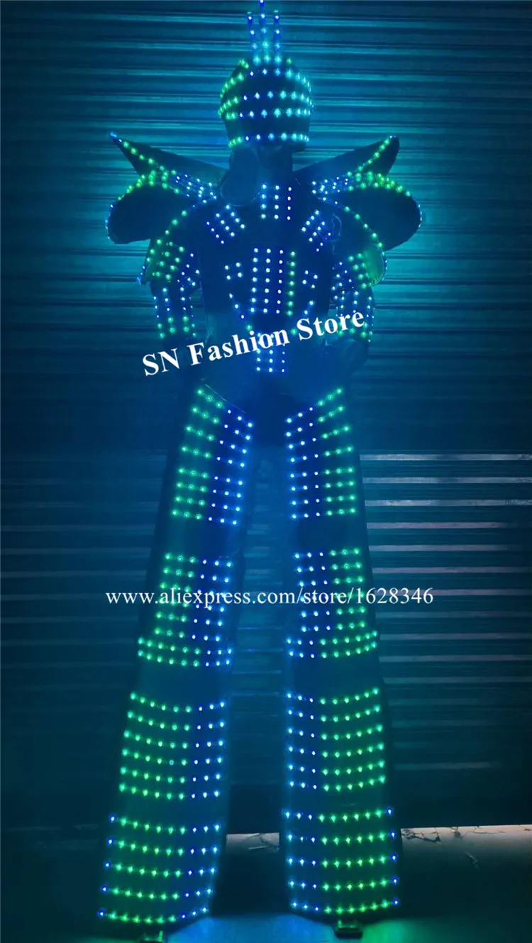 P43 вечерние костюмы для бальных танцев led robot мужской костюм ходулей Одежда dj RGB Полноцветный светильник для мужчин одежда для дискотек