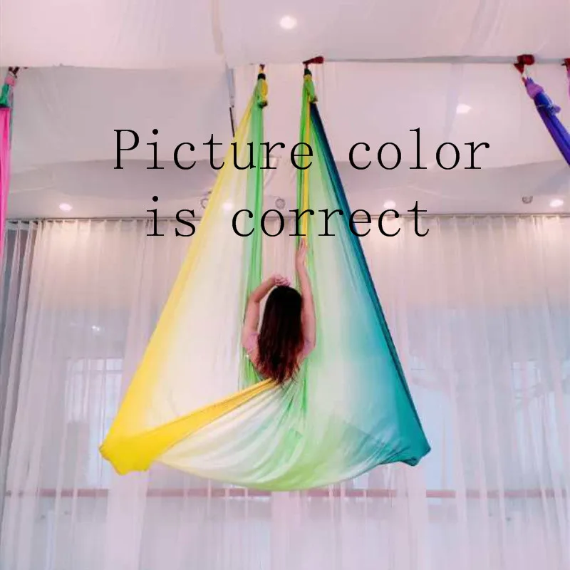 Разноцветный анти-гравитация Йога-гамак swing ткань воздушная тяга устройство professional yoga ремень эластичность Swing Multifunction
