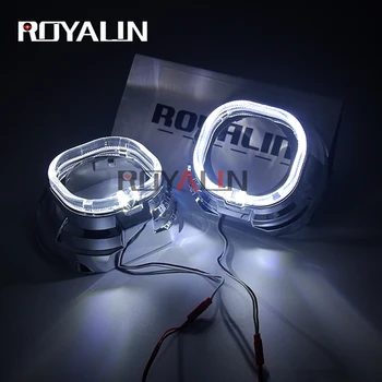 

ROYALIN Car LED White Angel Eyes Shrouds DRL Bi Xenon HID Lens Masks Daytime Running Light Halo Rings For 3.0 Inch Q5 Hella DIY