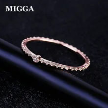 MIGGA нежный один маленький кубический циркон кристалл кольцо из розового золота цвет тонкое кольцо для женщин Мода Bague