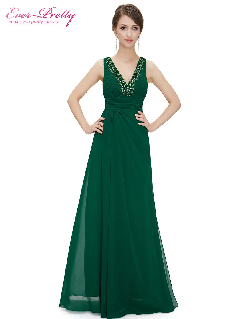 Red Double V-neck Rhinestone Bridesmaid Dress