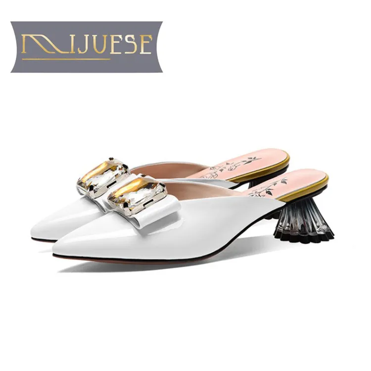 Женские шлепанцы из коровьей кожи MLJUESE черные пляжные сандалии в римском стиле с