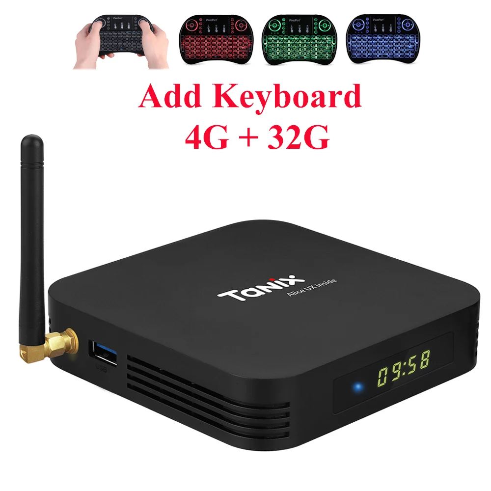 

Tanix TX6 TV Box Allwinner H6 4GB DDR3 32GB EMMC 2.4GHz 5GHz WiFi BT4.1 Support 4K H.265 Bluetooth 4.0 WIFI Android 7.1 TV BOX