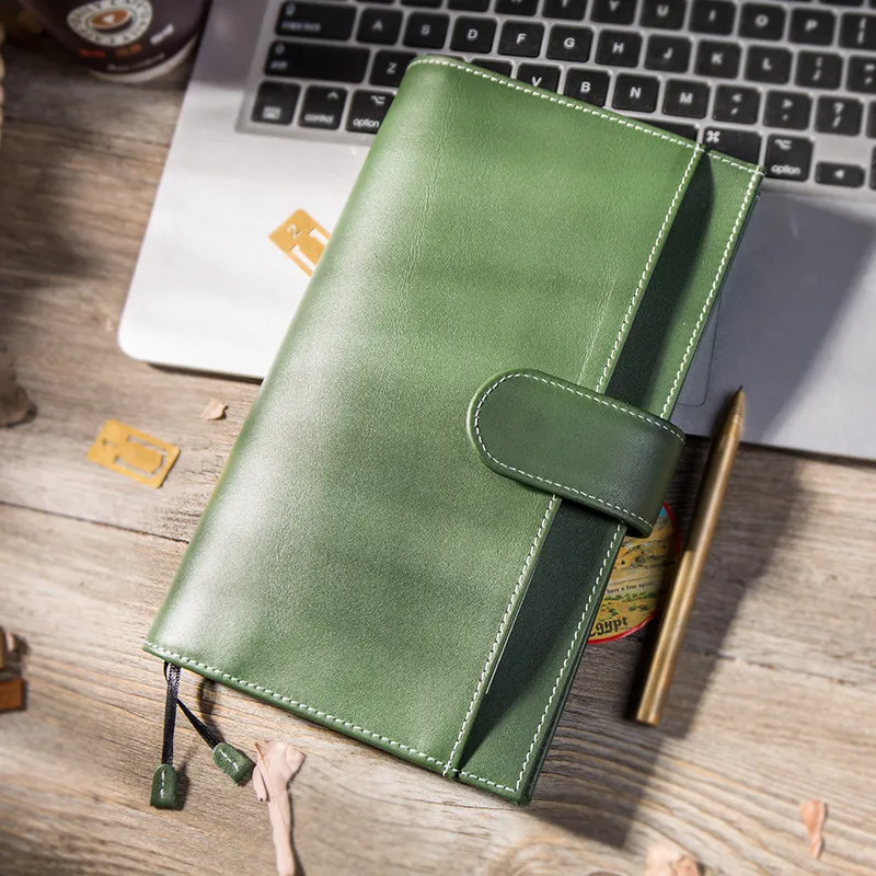 Записная книжка ежедневник кожаный планировщик путешественник персональный ноутбук дневник планировщик пользовательские канцелярские принадлежности ретро - Цвет: army green