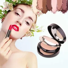 Music Flower 2 слоев косметическая пудра Для женщин макияжа косметический контур набор для макияжа бровей, затемняющий консилер Мокрый сухой порошок Палитра с пуховка для пудры