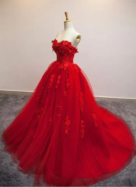 Viamns Hot Sweetheart Strapless Ball Gown Red Wedding Dress With Viamns Hot Sweetheart Strapless Ball Gown Red Wedding Dress With Lique Korean Lace Up Bridal Gowns Ld328 In Dresses From Weddings