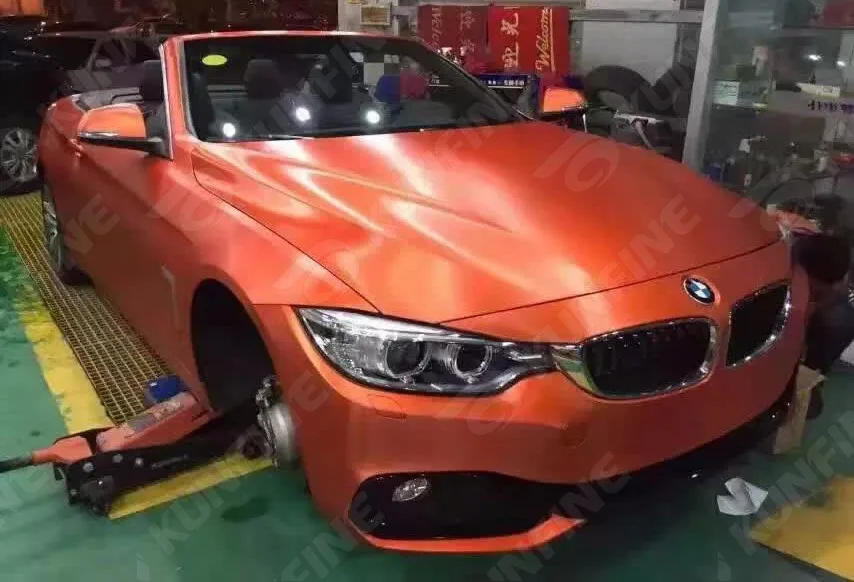 Cold Brushed Orange Car Vinyl film 2