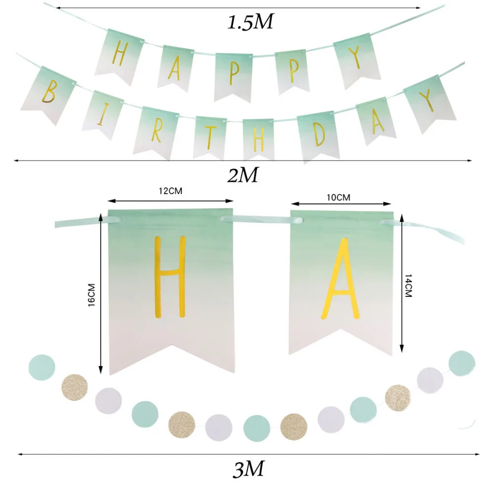 Мятные золотые украшения на день рождения набор бумажные вееры латексные шары торт Топпер точки гирлянда стол юбка декор для вечеринки в честь Дня Рождения