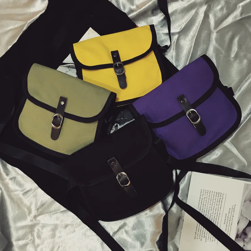 

Women Canvas Shoulder Bag Neutral Messenger Bag Harajuku Buckle flap