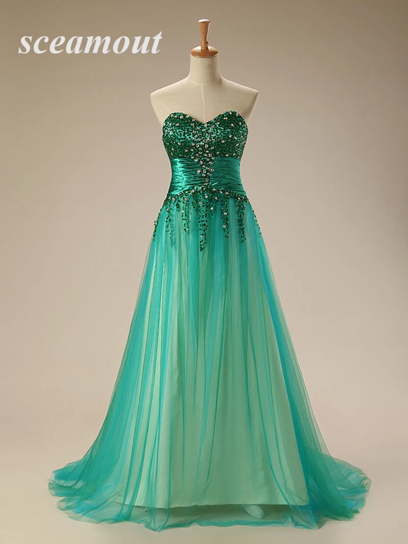 

Real Photo Mint Green Luxury Ball Gown Sweetheart Beaded Evening Dress 2017 Long Plus Size Formal Women Party Prom Gowns