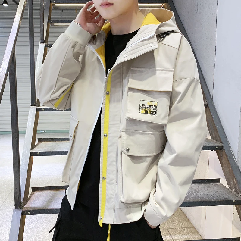 NEW Hooded Jacket Men Fashion Coat 2019 Spring Autumn Hip Hop Jackets Man Streetwear Casual Solid Color young Jacket Coat