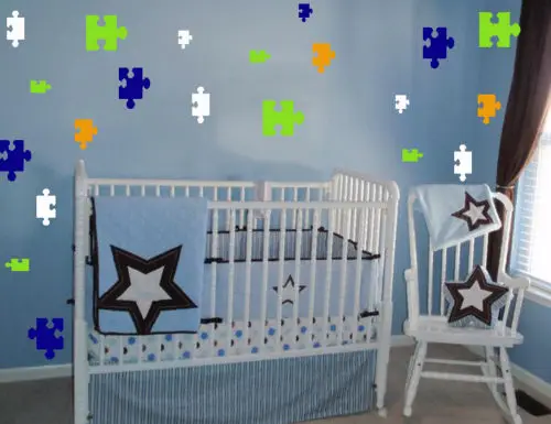 Details About 96 Puzzle Pieces Wall Sticker Decals 4 Colors Room
