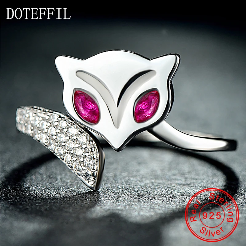 Женское кольцо из серебра 925 пробы с фианитом|animal rings for women|fox ringanimal ring |