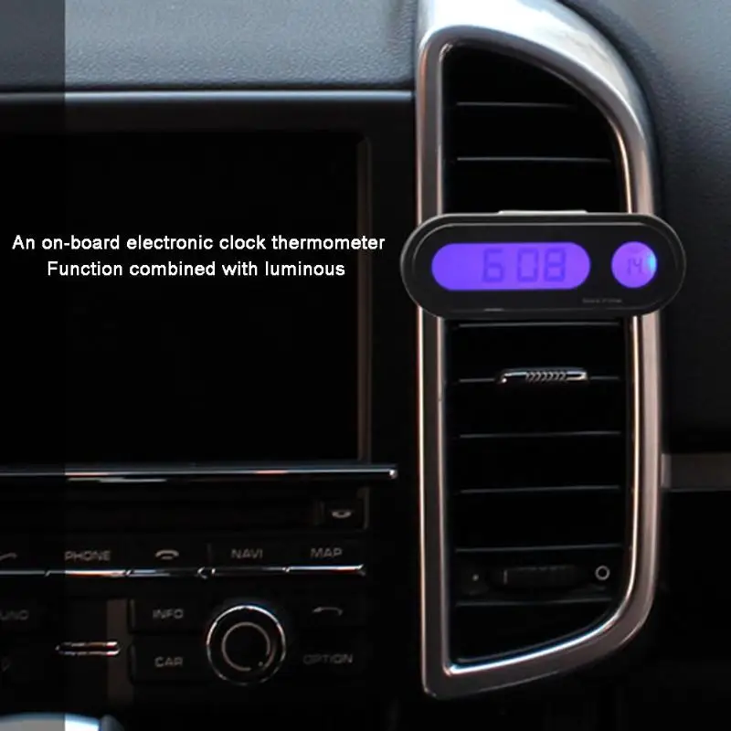 Черный Универсальный мини Автомобильный интерьер цифровой дисплей термометр Вольтметр календарь светодиодный автомобильный измеритель температуры
