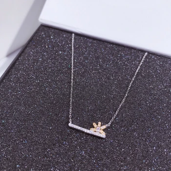 

2018 Sterling Silver Sunrise Pendant Necklace Cubic Zirconia Simple Clavicle Chain Silver Necklace for Women Jewelry