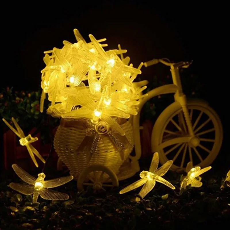 Solar Christmas Lights 20 LED Solar Dragonfly Fairy String Lights for Xmas Party garden Decorations Outdoor Solar Powered Lamp  (12)