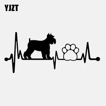 

YJZT 15.9CM*6.8CM Schnauzer Heartbeat Lifeline Dog Vinyl Black/Silver Motorcycle Car Sticker C22-1115