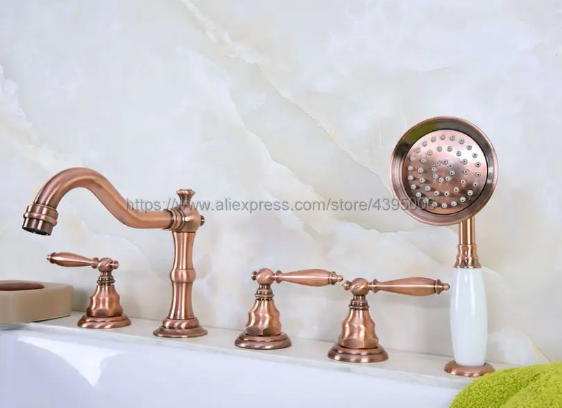

Bathtub Faucet 5 Hole Widespread Roamn Tub Faucet Bath Basin Mixer Taps with Handshower Deck mounted Btf229