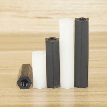 

50pcs/lot Nylon Standoff Spacer Female Female white and black color M2 M2.5 M3 M4 Nylon hex spacer Nylon nut Nylon screw