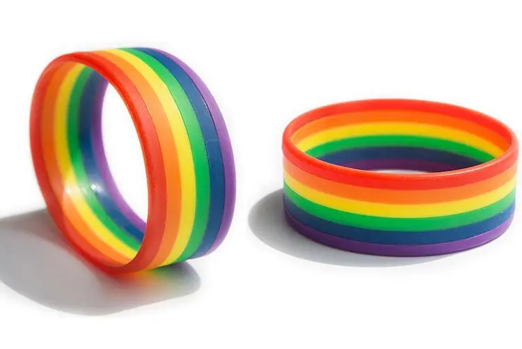 Радуга, гей гордость Браслет mutilayered резиновые геи лесбиянки браслет LGBT 100 шт./лот