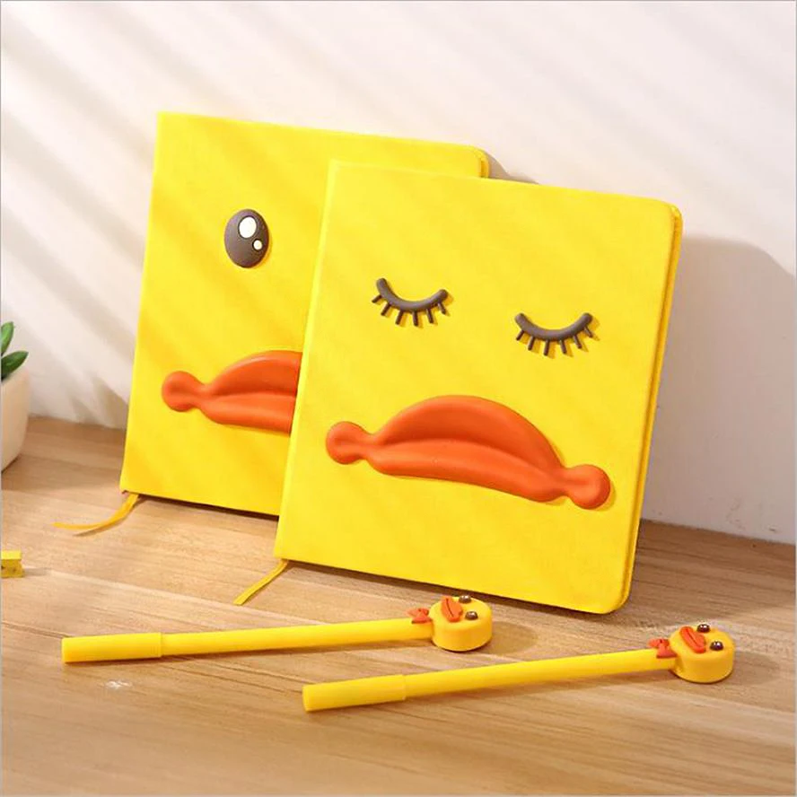 

Cute Yellow Duck Diary Set, Creative New Kids School Stationery Gifts Blank Pages Planner Notebook Set