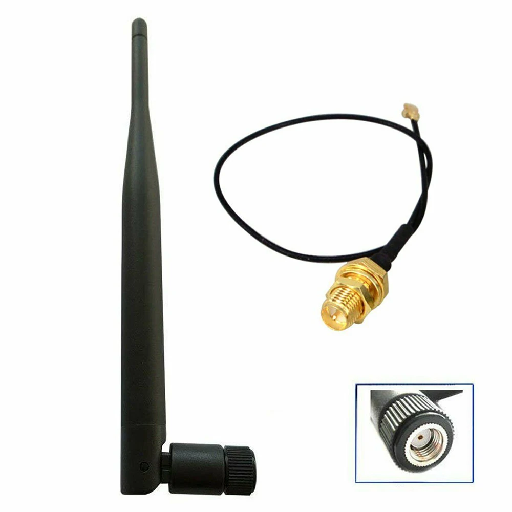 

2.4GHz WiFi Antenna 5dBi RP-SMA Male Aerial For Wireless Wi-Fi Router With 21cm PCI U.FL IPX to SMA Male Pigtail Cable