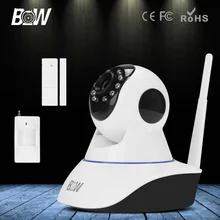 Mini ip cámara p/t wifi sd micro de seguridad cctv + puerta + sensor de infrarrojos motion sensor hd 720 p ir-cut de vigilancia inalámbrica de alarma