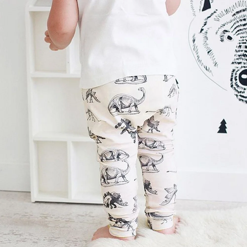Newborn Baby Leggings Autumn Dinosaur on Cream Organic Cotton Baby