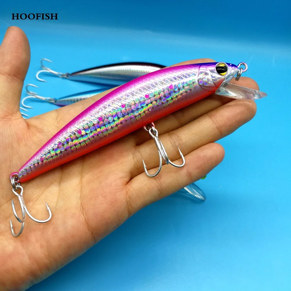 

HOOFISH 5pcs/lot Sinking minnow fishing lure 40g/12cm 5colors Artificial bait Sea fishing bait hard lure
