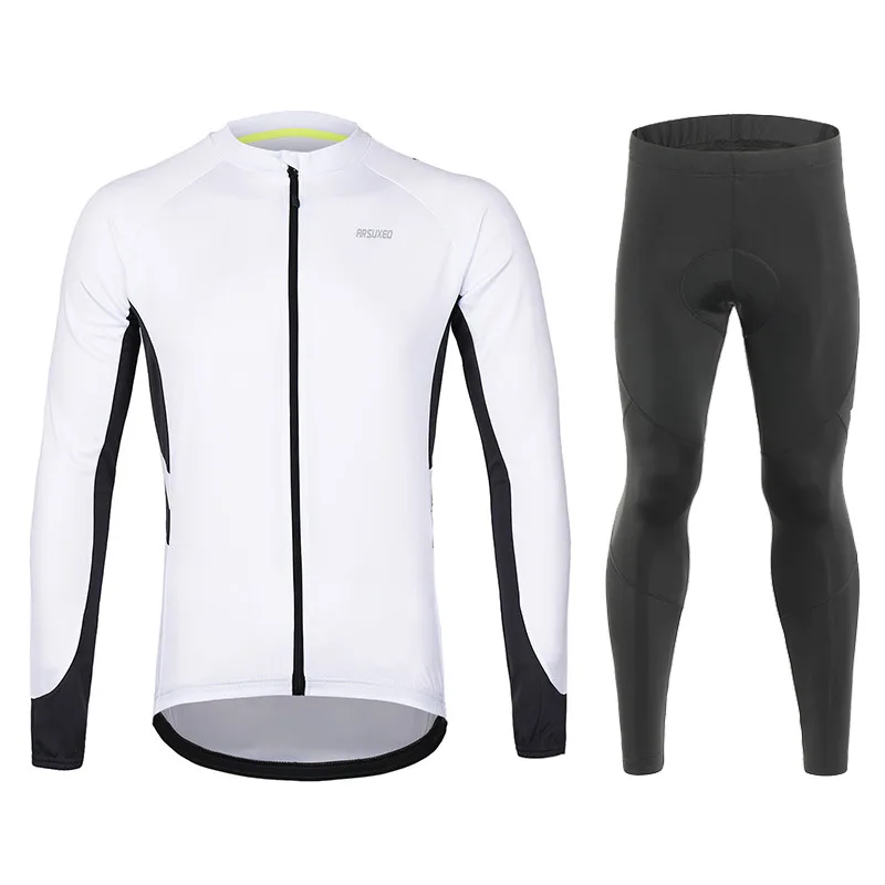 ARSUXEO, 5 цветов, мужской комплект одежды для велоспорта, с длинным рукавом, светоотражающий, дышащий, набор для велоспорта, Джерси, штаны, велосипедная форма