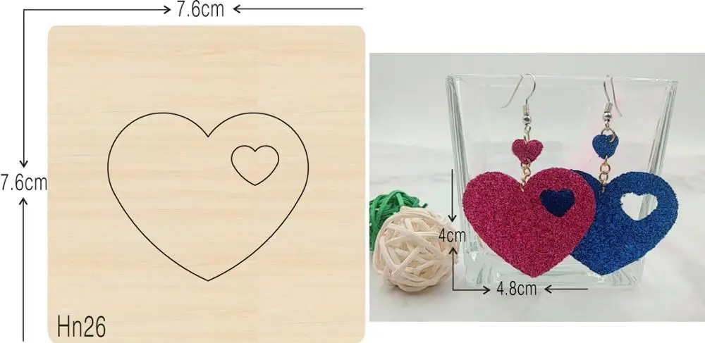 Персиковое сердце серьги DIY режущий штамп-новая деревянная форма режущий штамп для скрапбукинга