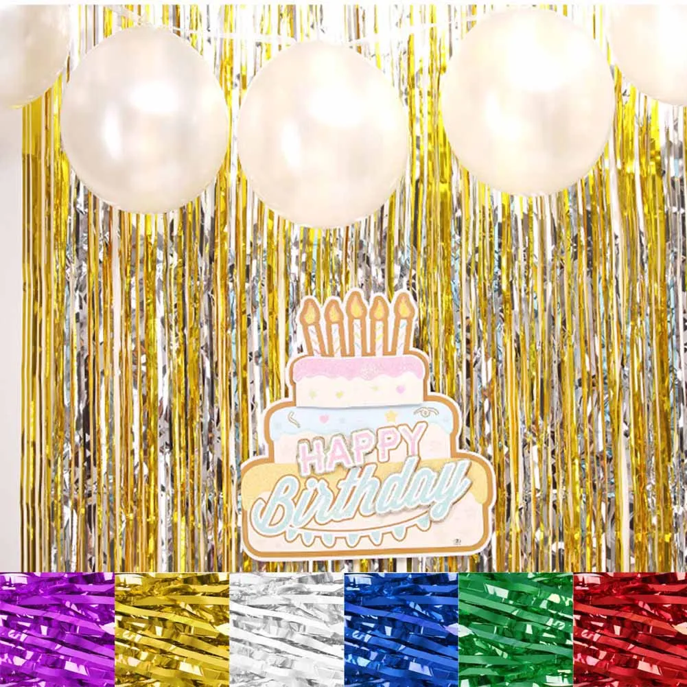 

9 Colors 1x2 Meters Gold Foil Fringe Tinsel Curtain Tassel Garlands Wedding Photography Backdrop Birthday Party