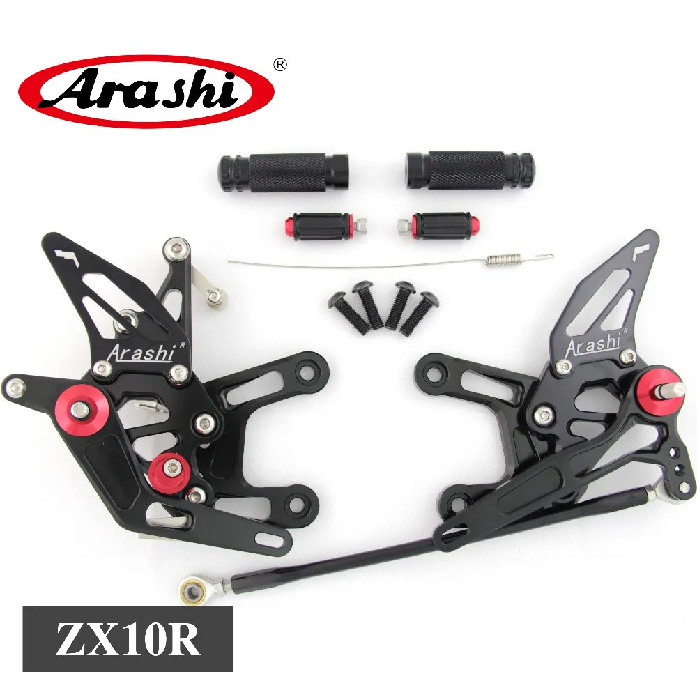 Arashi CNC Регулируемая подножка для KAWASAKI NINJA ZX10R- Rearset подножки Задние подножки ZX-10R ZX1000 ABS
