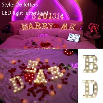 

3D 26 Letter LED Marquee Sign Alphabet Light Indoor 22CM Wall Hanging Night Light Bedroom Wedding Birthday Party Decor