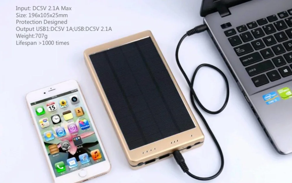 

High Quality Solar Power Bank External Battery Power bank Charger 20000mAh for Smart Mobile Phones