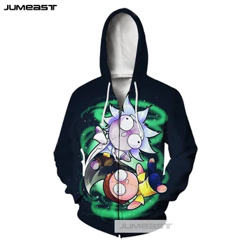 

Jumeast Brand 3d Print Funny Cartoon Anime Rick and Morty Men/Women Zipper Hoodie Harajuku Hip Hop Long Sleeve Sport Pullover
