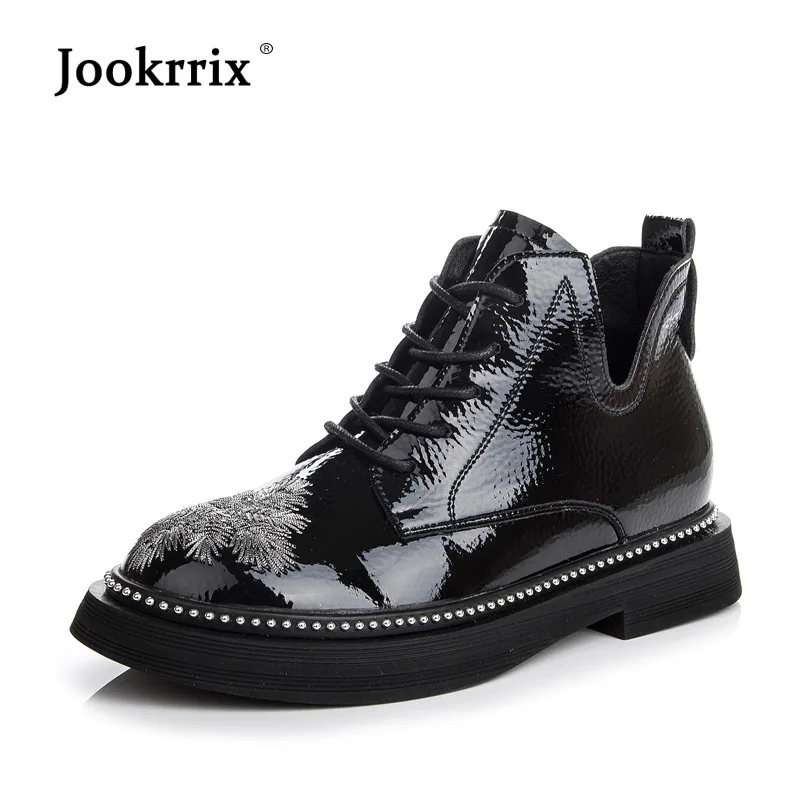 Jookrrix обувь Для женщин модный бренд ретро ботинки martin с заклепками из натуральной